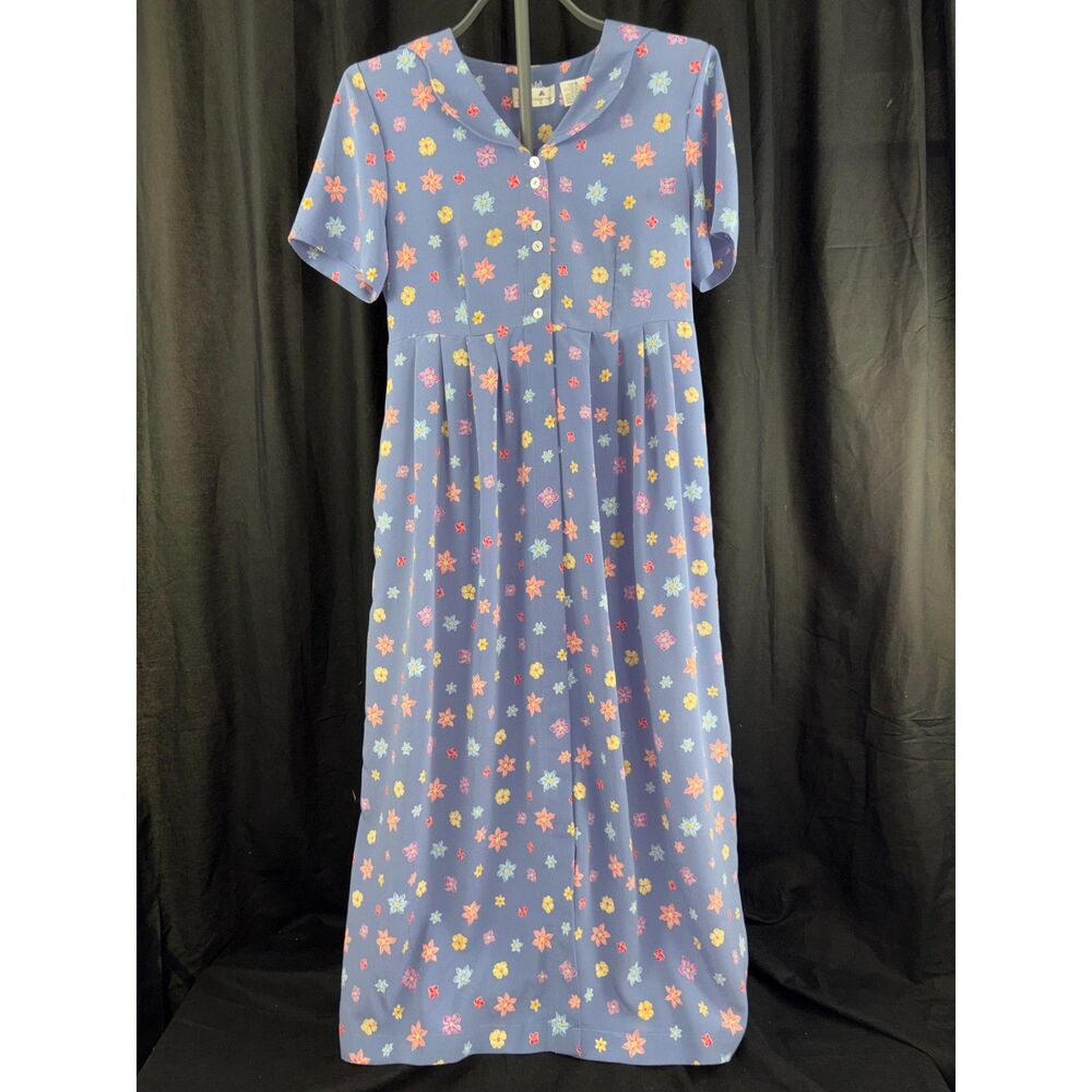 Vintage 90s Liz Claiborne Periwinkle Floral Maxi Tie Back Cottagecore